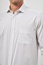 Men's White Long Sleeve Checkered Pattern Half Italian Pocket Comfort Fit Shirt 1004245193 - 6