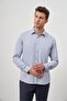 Men's Dark Blue Long Sleeve Self-Cotton Slim Fit Shirt 1004245161 - 4