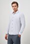 Men's Gray Long Sleeve Textured Hard Collar Slim Fit Shirt 1004245151 - 3