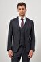Men's Dark Navy Blue Swallow Collar Vest 6 Drop Slim Fit Suit 1001245153