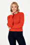 Women's Orange Crew Neck Sweater 50270430-Vr181 - 3