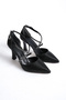 Black Glitter Heeled Women's Shoes Lf805