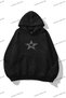 Y2K Unisex Star Stroke Stone Look Printed Sweatshirt Kod 1508 Black