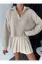 Women's Half Zipper Oversize Crop Sweater
