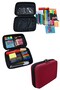 Hard cover pink color multi-compartment pencil case with 3 color options - 5