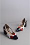 Select 6083 genuine leather heel women's shoe (heel height: 6 cm) white-red-navy blue - 2