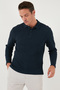 Men's Polo Collar Cotton Sweat - Buttoned, Regular Fit Sweat 5905708 - 6