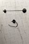 Black Economical 2-Piece Bathroom Set, Assembled Set, Open Paper Holder and Long Towel Holder