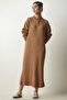 Oversize Knitwear Dress Ribbed Biscuit Ldd0053 - 3