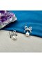 Women's Steel Pearl Dangle Ribbon Silver Earrings - 2