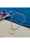 Women's Steel Gold Silver Two Color Zircon Stone Necklace - 3
