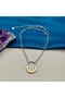 Women's Steel Gold Silver Two Color Zircon Stone Necklace - 6