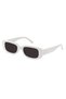 New White Trendy Rectangle Unisex Men and Women Quality Uv400 Glass Sunglasses