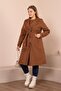 Women's Large Size Hijab Trenckot Full Length Hijab Trenc Lined Tan - 5