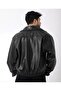 Oversize Elastic Waist Faux Leather Coat Arw-Ovr-50372 - 7