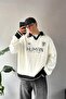 Human Embroidered Polo Neck Sweater Ecru