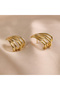 Steel Women's Earrings, 5 Rows Half Hoop, Gold Color, No:67 - 5