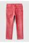 Girl's Dried Rose Back Pocket Logo Embroidered All Patterned Slim Fit Trousers - 2