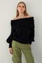 Black Madonna Collar Balloon Sleeve Knitwear Sweater