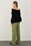 Black Madonna Collar Balloon Sleeve Knitwear Sweater - 4