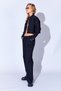 Black Gabardine Washed Women's Palazzo Relaxed Fit Elastic Waist Women's Trousers |   Ek10009263 - 3