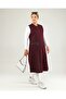 Women's Large Size Long Vest with Leather Pockets Ottoman Plum - 5