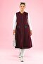 Women's Long Sleeveless Zippered Vest with Leather Pockets Ottoman Plum