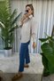 Striped Long Pocket Detail Beige White Shirt - 2