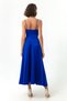 Women's Sax Thread Strap Waist Belt Satin Midi Evening Dress & Graduation Dress - 5