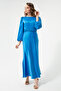 Women's Indigo Long Balloon Sleeve Engagement Dress