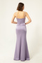 Women's Lilac Strap Slit Long Satin Evening Dress & Graduation Dress - 5