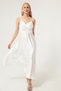 Women's White Rope Strap Waist Belted Satin Midi Evening Dress & Graduation Dress
