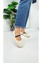 Daily Women's Beige Ballerina Plush Elastic Oval Toe Low Heel Serrated Sole Shoes 369 - 5