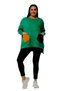 Women's Large Size Colorful Pocket Extra Comfortable Fit Green Sweatshirt - 2