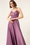 Women's Lavender Satin Long Evening Dress & Graduation Dress with Rope Straps and Waist Belt - 2
