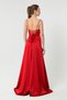 Women's Red Flounce Slit Satin Evening Dress & Graduation Dress - 5