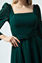 Women's Emerald Green Square Neck Belted Midi Chiffon Evening Dress - 4