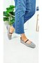 Daily Women's Gray Ballerina Plush Elastic Oval Toe Low Heel Serrated Sole Shoes 369 - 3
