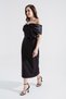Women's Black Boat Neck Bowknot Promise Engagement Wedding Evening Dress - 2