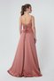 Women's Salmon Flounce Slit Satin Evening Dress & Graduation Dress - 5