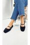 Daily Women's Black Ballerina Plush Elastic Oval Toe Low Heel Serrated Sole Shoes 369 - 8