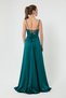 Women's Green Flounce Slit Satin Evening Dress & Graduation Dress - 5