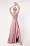 Women's Powder Flounce Slit Satin Evening Dress & Graduation Dress - 3