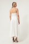 Women's White Rope Strap Waist Belted Satin Midi Evening Dress & Graduation Dress - 5