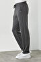 Men's Anthracite-Navy Blue 2-Piece Sweatpants Zipper Pocket Embroidery Detailed Straight Leg Comfortable Cut - 2