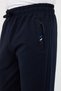 Navy Blue Men's Zipper Pocket Embroidery Detailed Straight Leg Relaxed Fit Premium Fabric Sweatpants - 4
