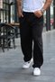 Black Loose Fitting Straight Leg Unisex Compact Combed Fabric Tracksuit