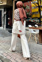 Women's Beige Knit Tunic Trousers Two-Piece Set - 3
