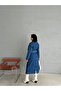 Dark Blue Zeo Basic Denim Trench Coat and Overcoat - 4