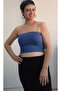 Indigo Combed Cotton Viscose Strapless Crop Badi Athlete T-Shirt - 4